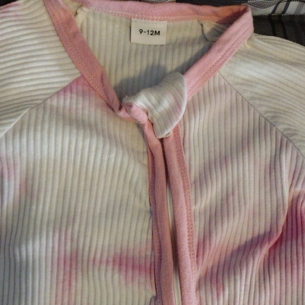 Pink Tie-Dye Ribbed Zip Front Kids One-Piece - Picture 5 of 11